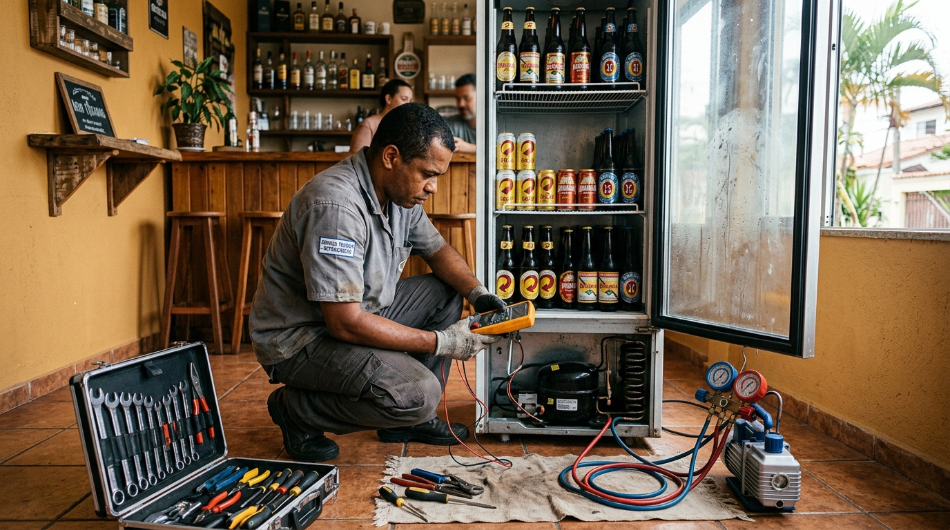 Troca de termostato de cervejeira em atendimento técnico em Capão Redondo, Zona Sul‑SP